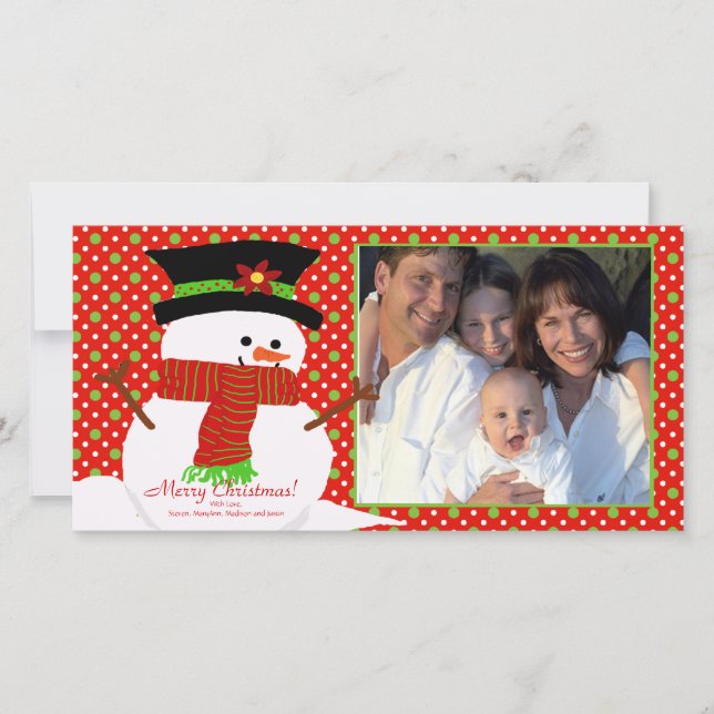 Carte photo de Noël de la famille des Snowmans (Devant)