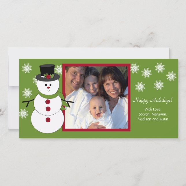 Carte photo de Noël de la famille Snowman (Devant)