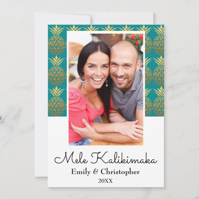 Carte photo de Noël de l'ananas Mele Kalikimaka (Devant)