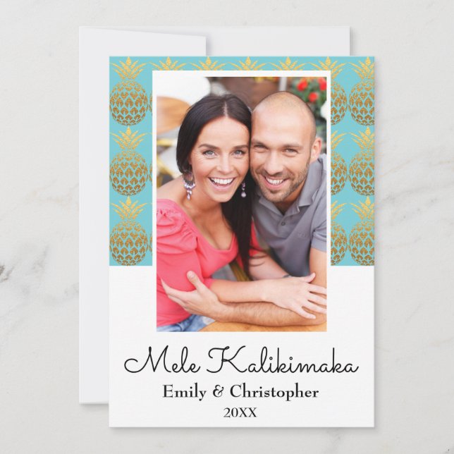 Carte photo de Noël de l'ananas Mele Kalikimaka (Devant)
