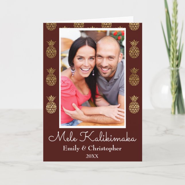 Carte photo de Noël de l'ananas Mele Kalikimaka (Devant)