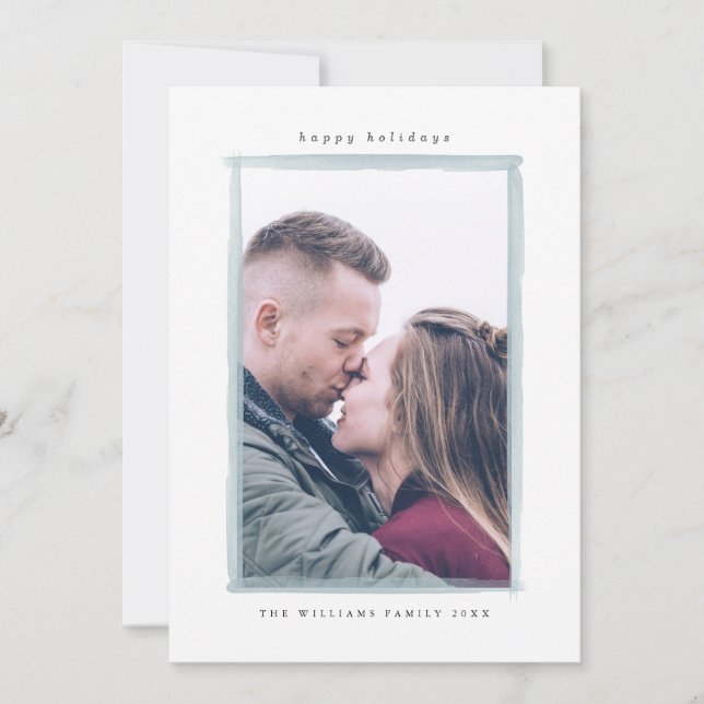 Carte photo de Noël de l'aquarelle en hiver (Devant)