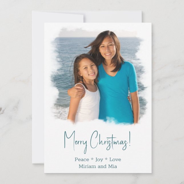 Carte photo de Noël de plage Peinture aquarelle (Devant)