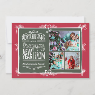 Carte photo de Noël décoratif de Noël tiré à la ma