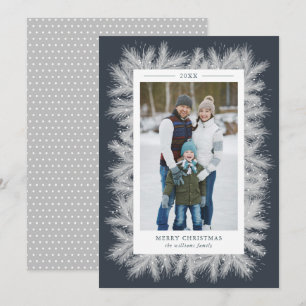 Carte photo de Noël des pins neigeux