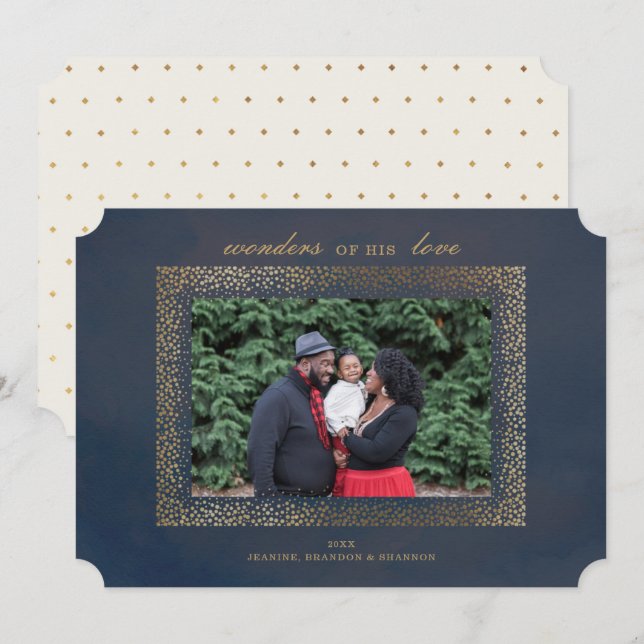 Carte photo de Noël d'or religieux (Devant / Derrière)