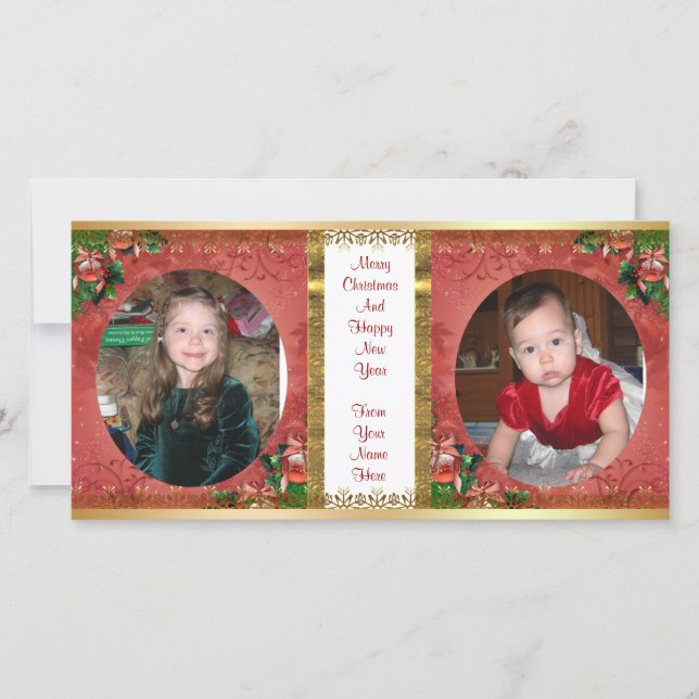 Carte photo de Noël double cadre 2 photos (Devant)