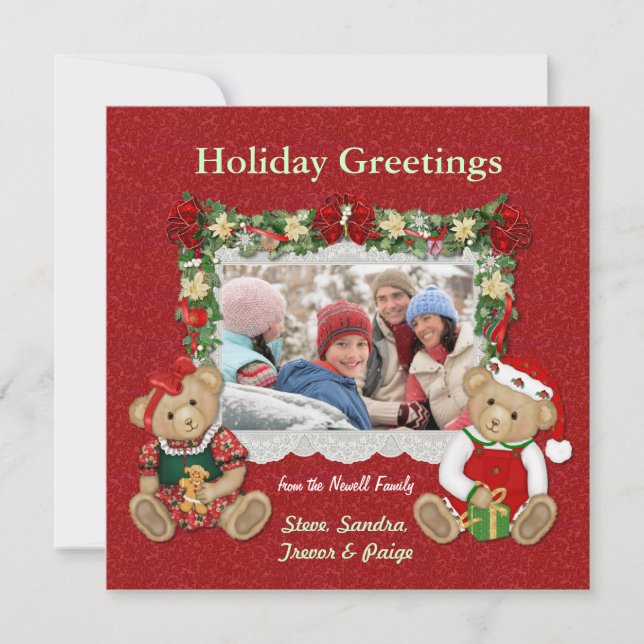 Carte photo de Noël d'ours de nounours (Devant)