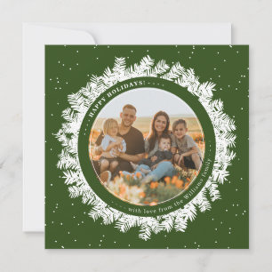 Carte photo de Noël du cadre de couronne de fleurs