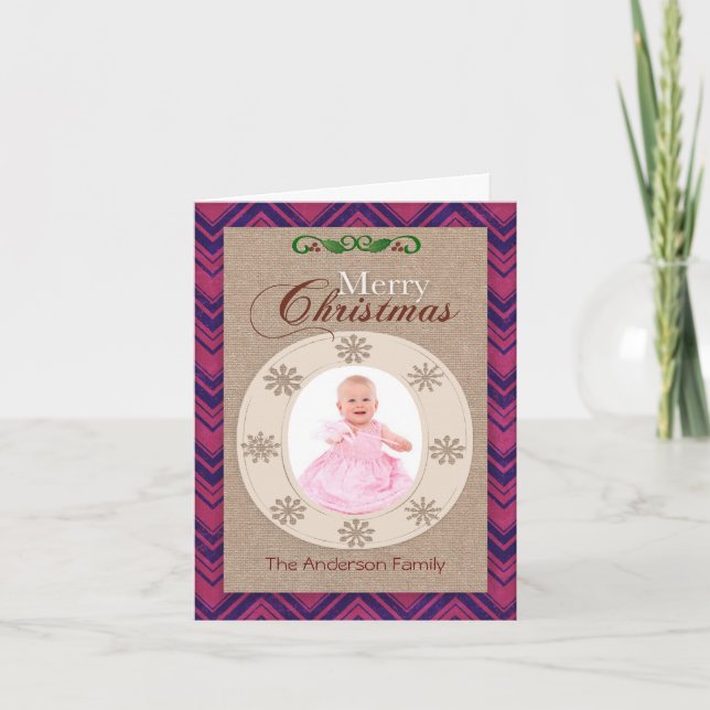 Carte photo de Noël en toile rose russe (Devant)