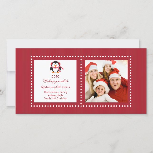 Carte photo de Noël Famille Pingouin Cute (Devant)