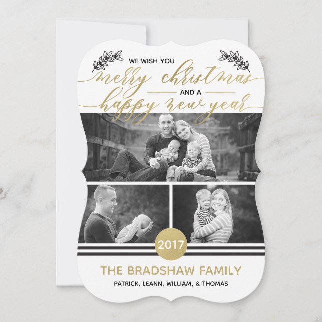 Carte photo de Noël, Faux Gold Foil (Devant)