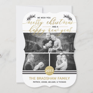 Carte photo de Noël, Faux Gold Foil