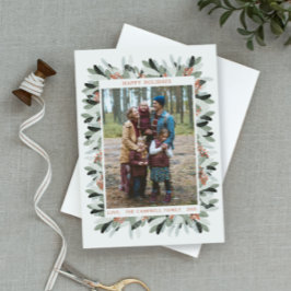 Carte photo de Noël Fête Feuille de couronnes Berr
