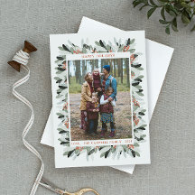 Carte photo de Noël Fête Feuille de couronnes Berr