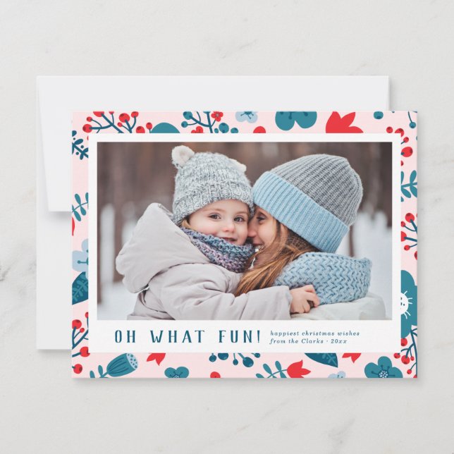 Carte photo de Noël florale scandinave (Devant)