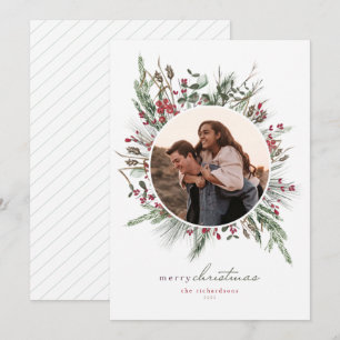 Carte photo de Noël Folithe d'hiver Wreath