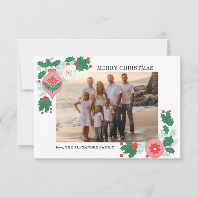 Carte photo de Noël Folksy personnalisable (Devant)