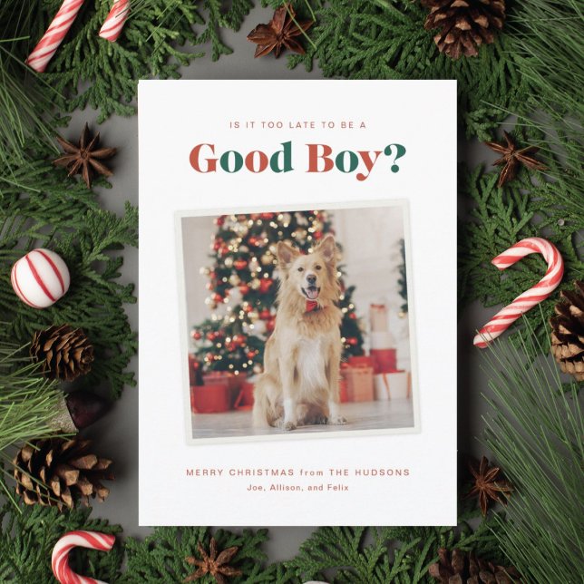 Carte photo de Noël Good Boy Dog (Créateur téléchargé)