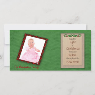 Carte photo de Noël Green Chevron et Red Plaid