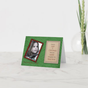 Carte photo de Noël Green Chevron et Red Plaid