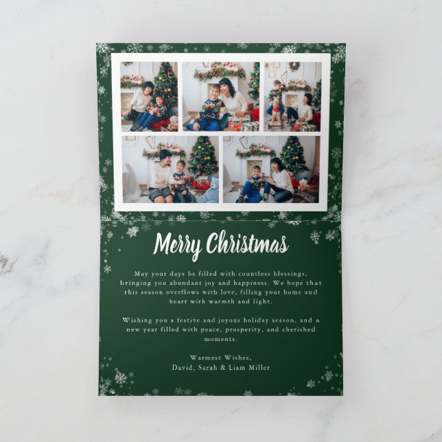 Carte photo de Noël Green Snowflon (Intérieur)