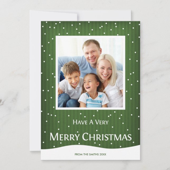 Carte photo de Noël Green Stripe (Devant)