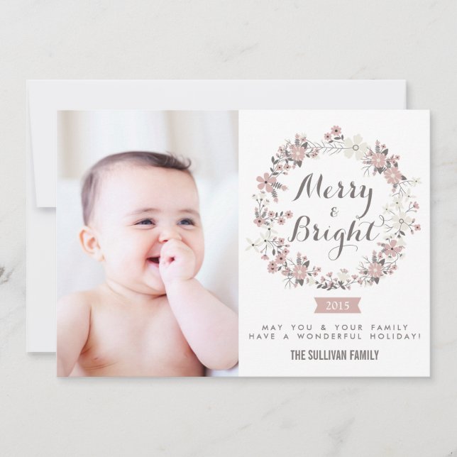 Carte photo de Noël gris et blanc (Devant)