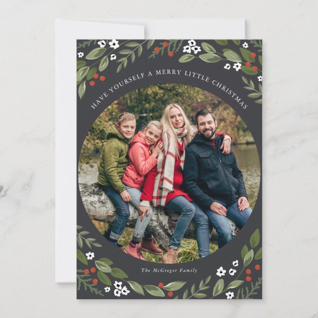 Carte photo de Noël Holly et Berries (Devant)