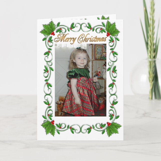 Carte photo de Noël Holly Frame (Devant)