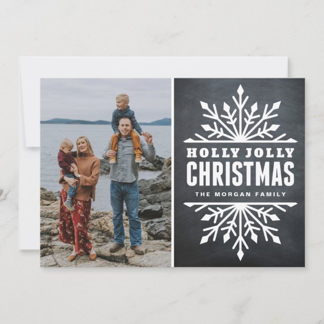 Carte photo de Noël Holly Jolly Rustic (Devant)