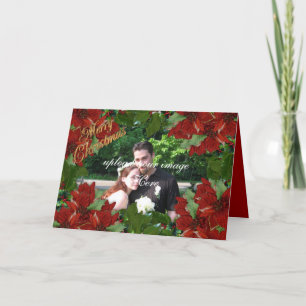 Carte photo de Noël Holly poinsettias