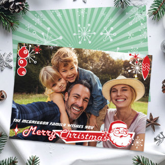 Carte photo de Noël horizontale moderne du milieu 