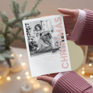 Carte Photo de Noël   Joyeux Noël rose