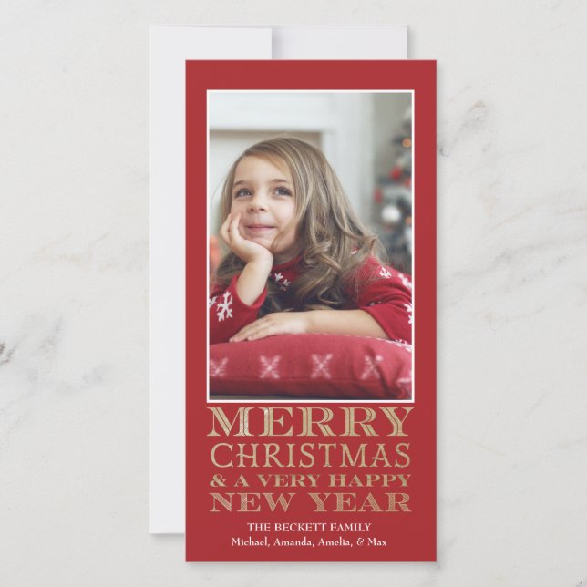 Carte photo de Noël - Joyeux or de Noël (Devant)