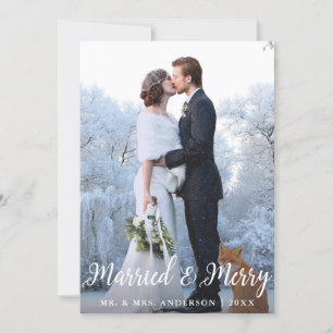 Carte photo de Noël Marié & Joyeux Mariage L