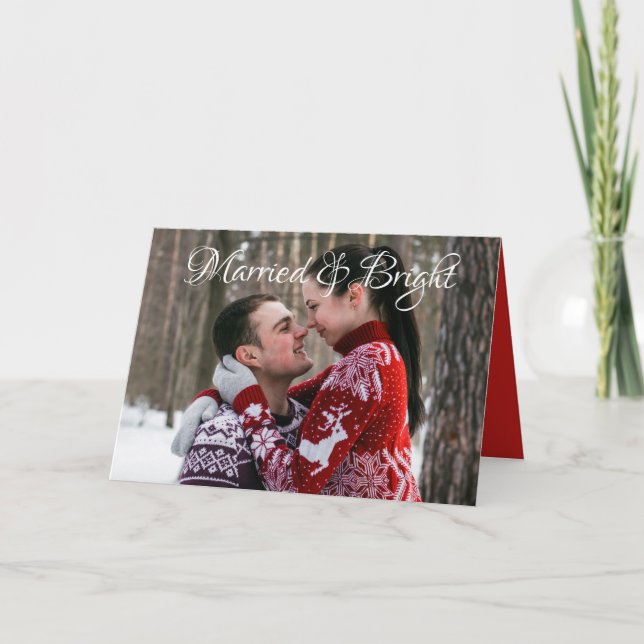 Carte photo de Noël Mariée et brillante (Devant)