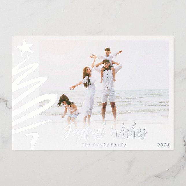 Carte photo de Noël minimale de la famille Foil Be (Recto)