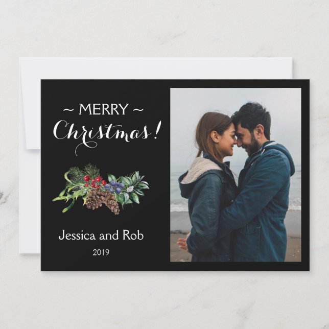 Carte Photo de Noël noire frappante (Devant)