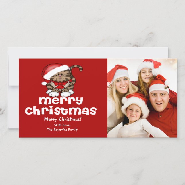Carte photo de Noël père Noël Cat (Devant)