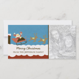 Carte photo de Noël père Noël et Reindeer