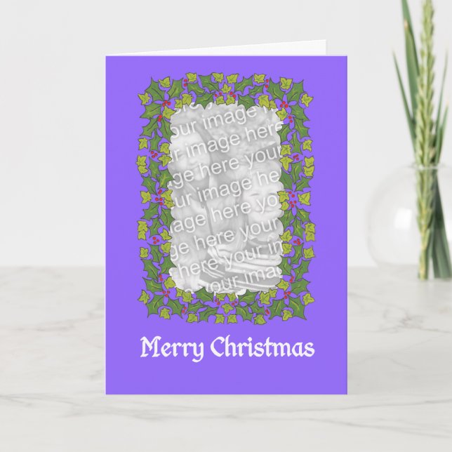 Carte photo de Noël personnalisable - Bordure Holl (Devant)
