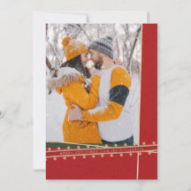 Carte photo de Noël Plat Enveloppée en ruban rouge