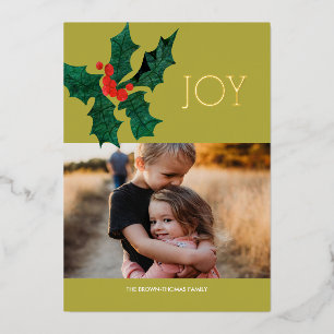 Carte photo de Noël Poinsettia Foil