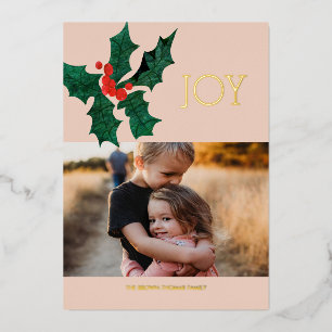 Carte photo de Noël Poinsettia Foil