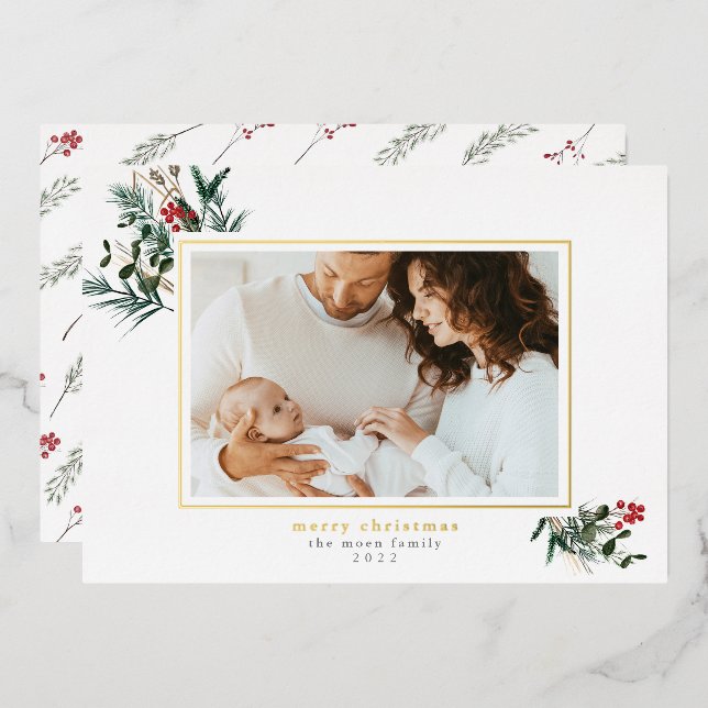 Carte photo de Noël pour cadre à huile d'hiver (Recto/Verso)