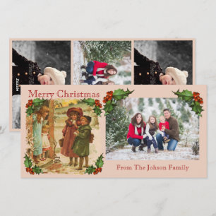 Carte photo de Noël pour enfants victoriens