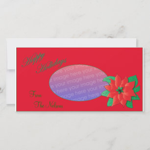 Carte photo de Noël Red Poinsettia