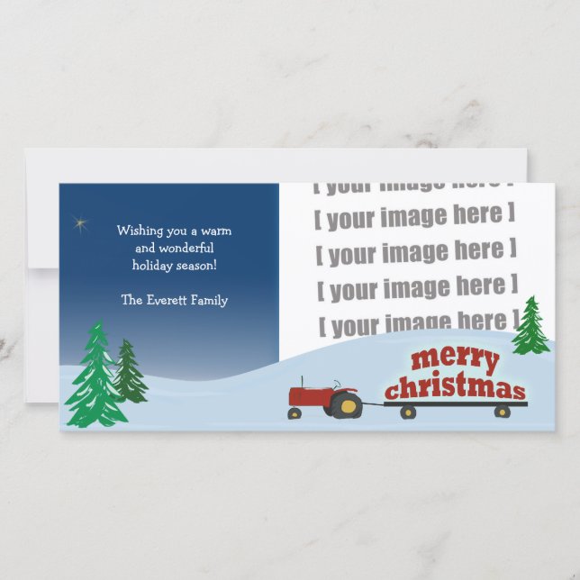 Carte photo de Noël Red Tracteur (Devant)