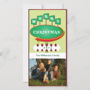 Carte photo de Noël rétro avec enseigne